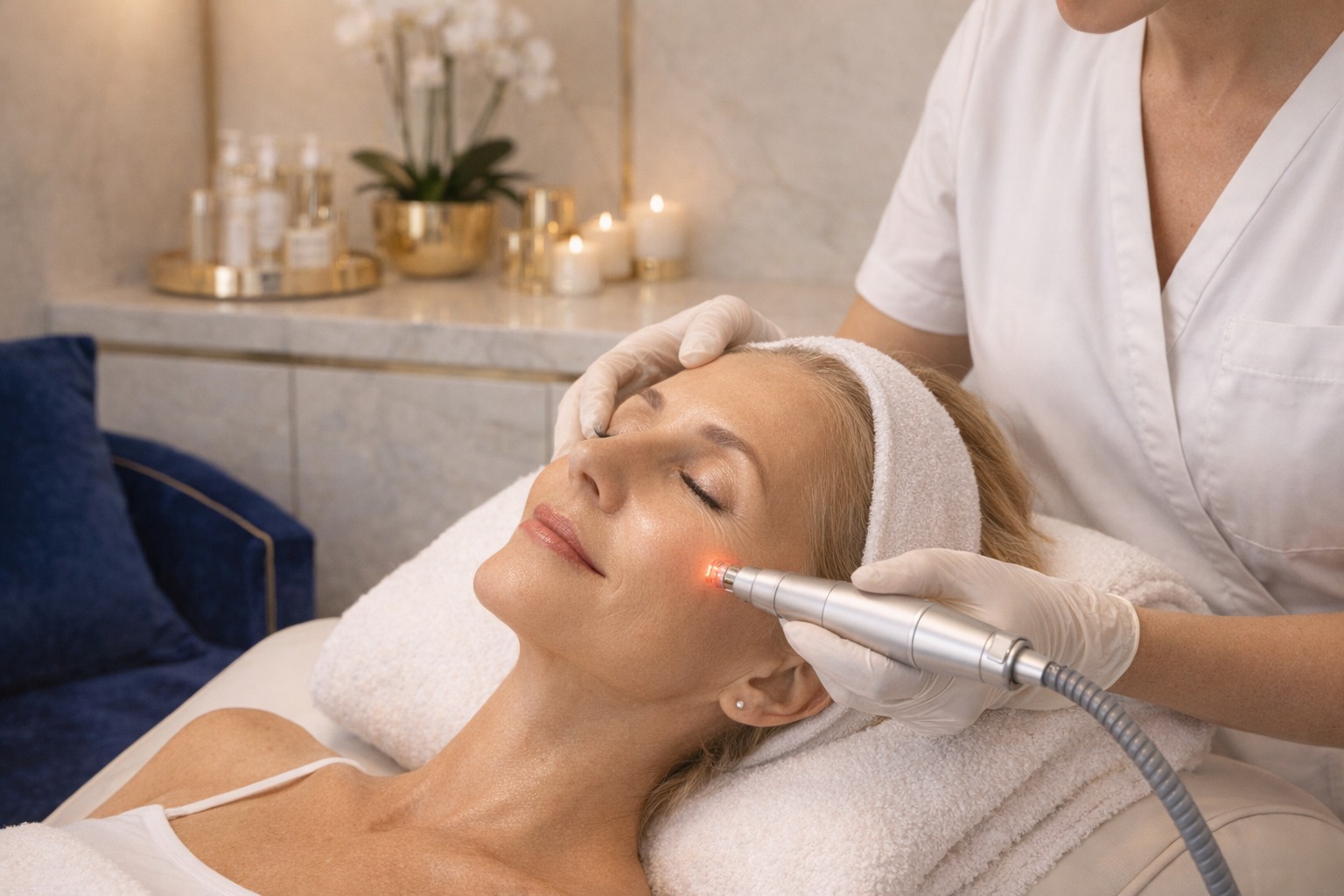 Anti-aging skin treatment procedure in a premium clinic